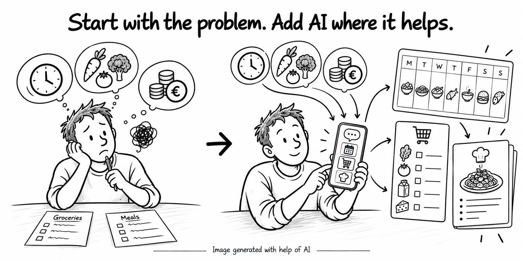 AI helping with meal planning while leaving simple decisions to the user